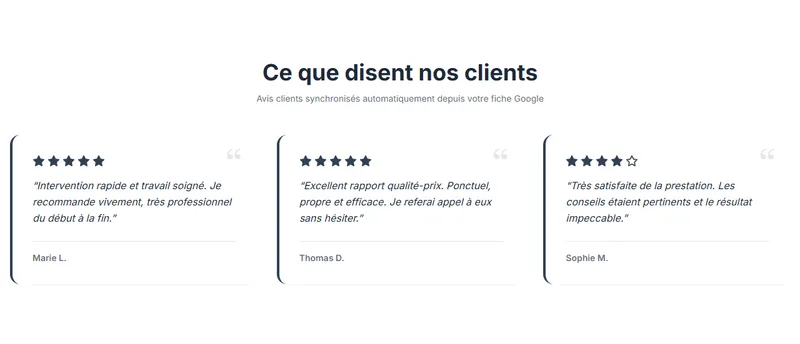 Vos avis Google en vitrine