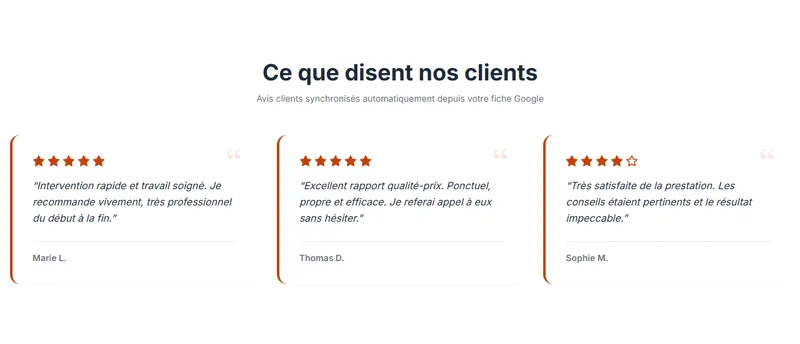 Vos avis Google en vitrine