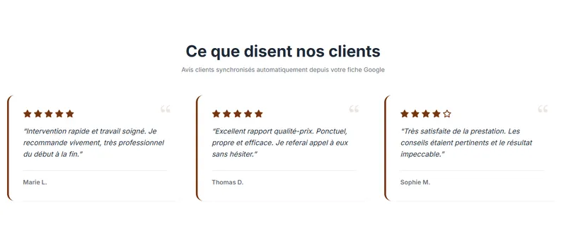 Vos avis Google en vitrine