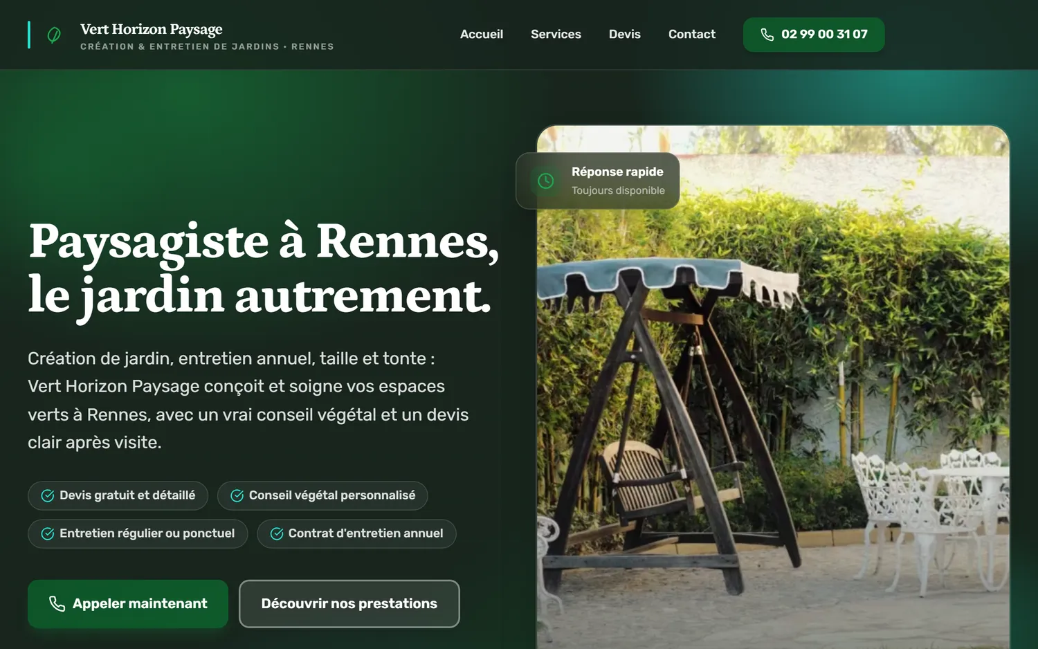 Page d'accueil percutante