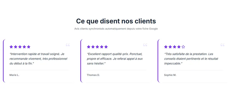 Vos avis Google en vitrine