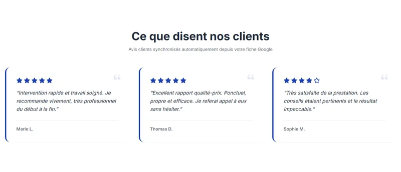 Vos avis Google en vitrine