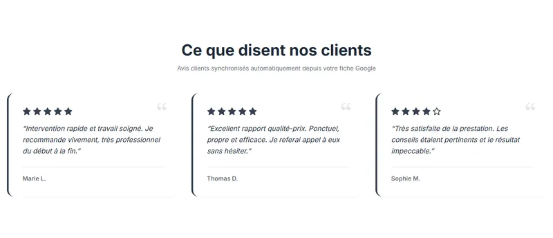 Vos avis Google en vitrine